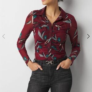 White House Black Market Red Patterned women’s  Shirt